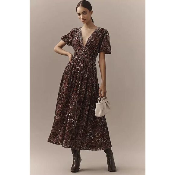 Anthropologie Dresses & Skirts - Anthropologie The Katerina Button-Front Dress: Velvet Edition
